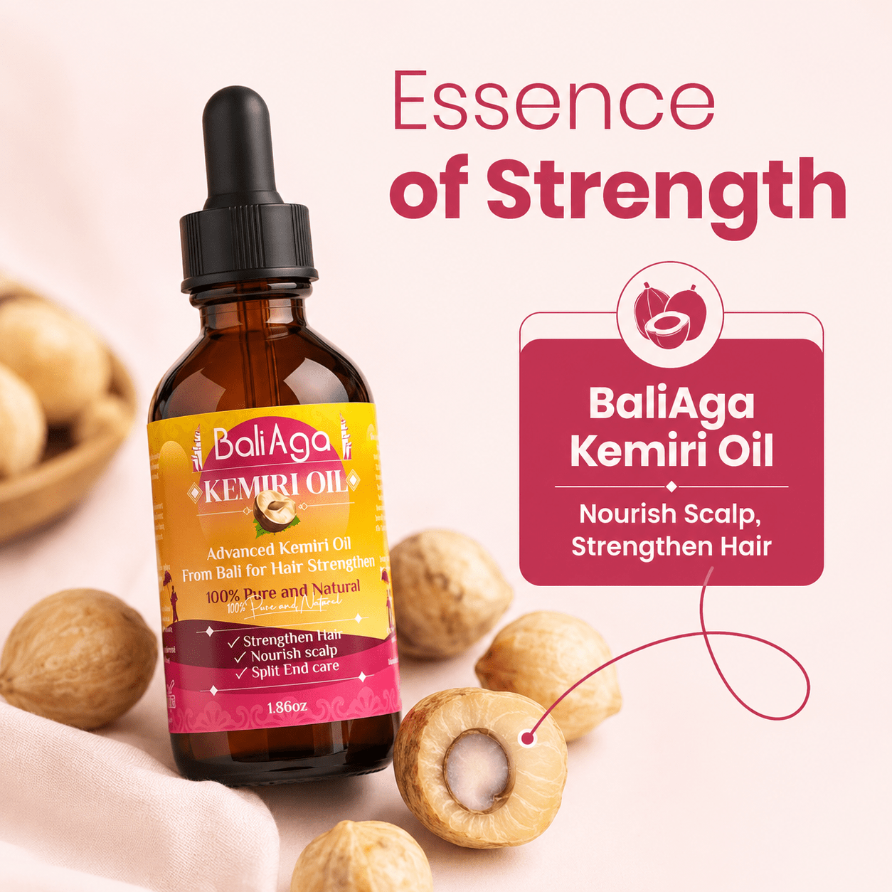 BaliAga Kemiri Natural Hair Growth Oil - Bali Aga Beauty